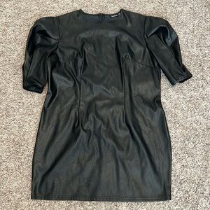 Faux leather mini dress